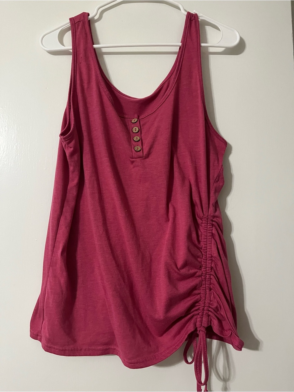 Women's Sleeveless Ruched Side Tank Top - Raspberry Pink